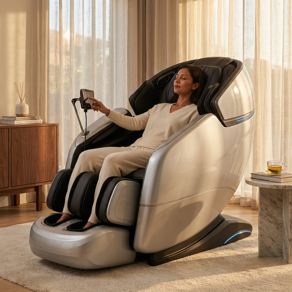 Luxury Massage Chair Engineered for Deep Recovery, AI Body Scanning, Full Body Coverage, Premium Leather