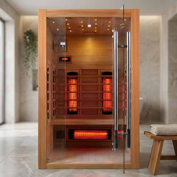 Infrared Sauna Cabin Engineered for Premium Home Wellness, FSC-Certified Wood, Multi-Zone Heating, Tempered Glass