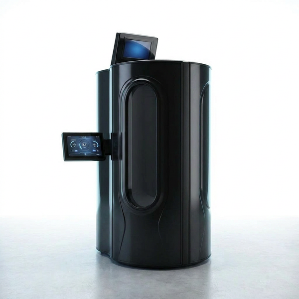 Whole Body Cryotherapy Chamber Built for Elite Performance, Multi-Compressor Stack, Panoramic Window — Studio Shot